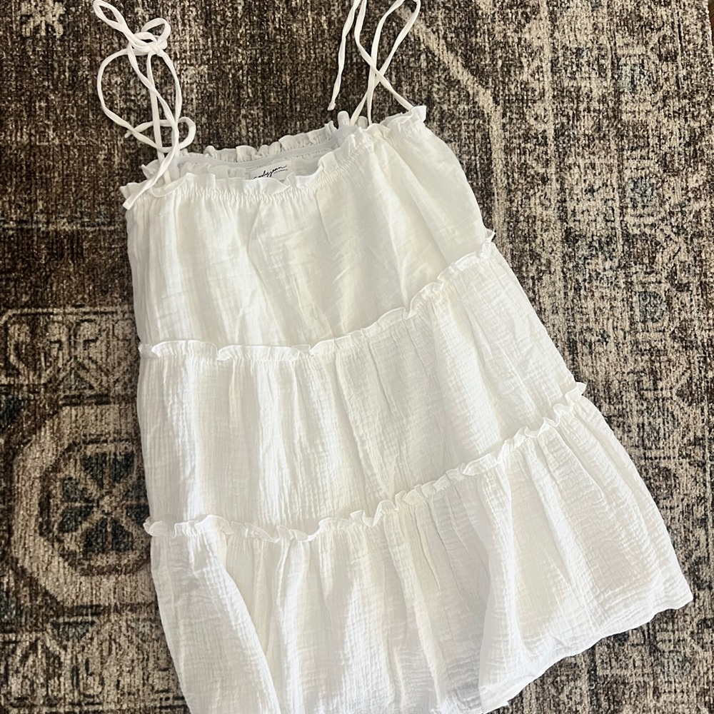 White Tiered Strappy Casual Flowy Lightweight summer Dress